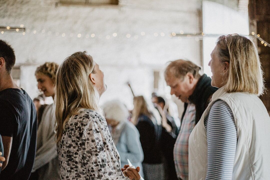business professionals networking at event