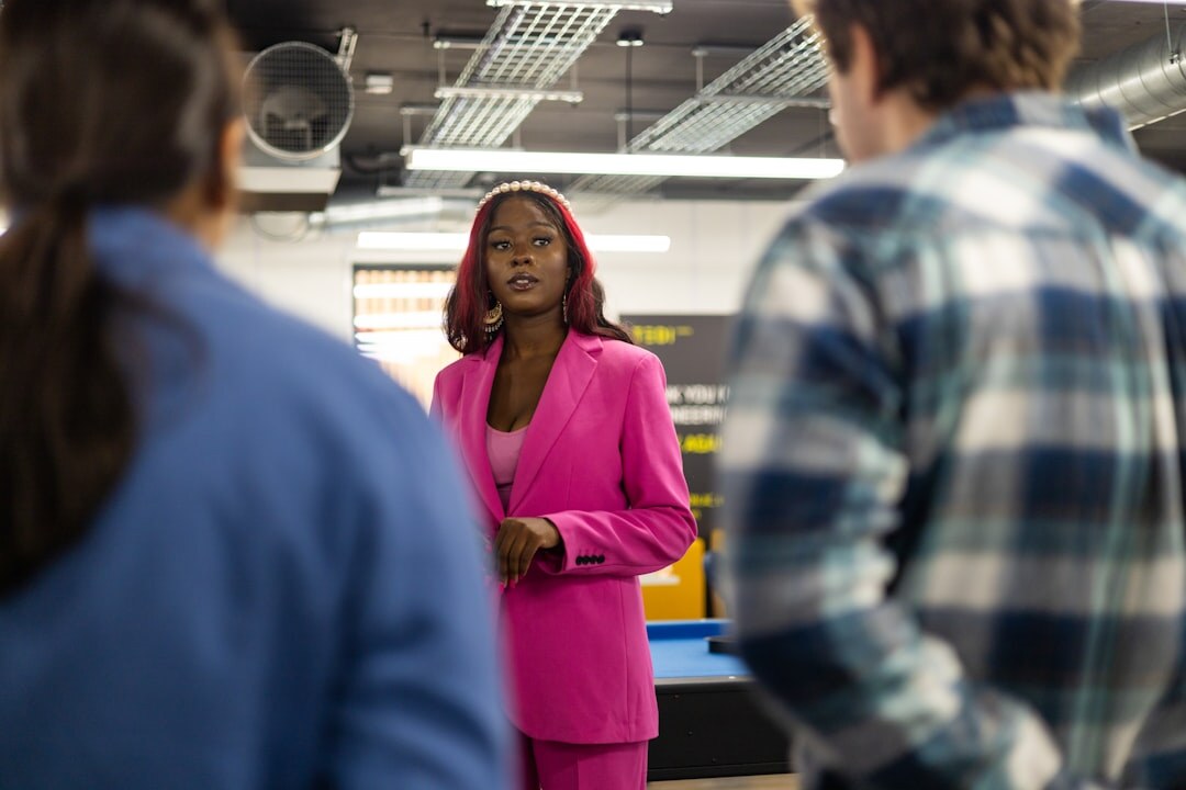 businesswoman leading discussion